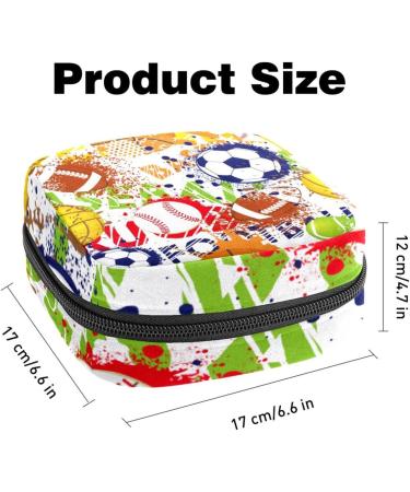 Portable Women's Binding-Up Bags | Menstrual Cup Pocket & Pads | Colorful Teen Bags for First Period - Baseball Football Rugby - Buy Online on GoSupps.com