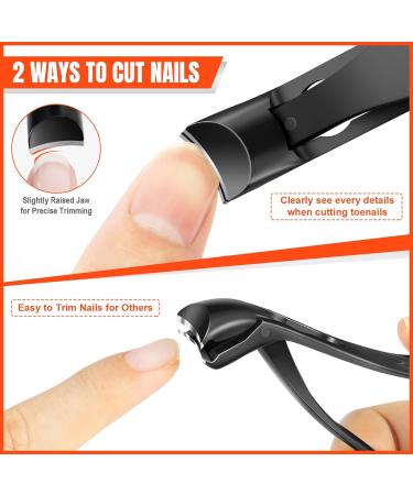 DRMODE Nail Clippers for Thick Nails with Catcher - Wide Opening Precision Clipper for Men and Women - Heavy Duty Angled Head Black - Buy Online on GoSupps.com