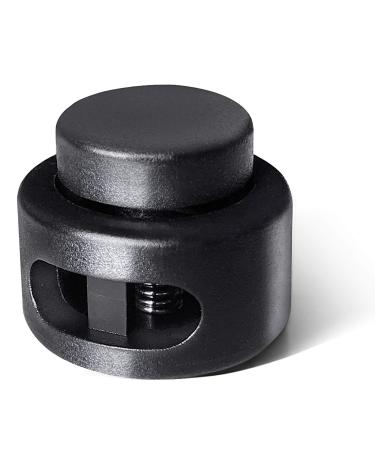 AQRINGO Plastic Cord Locks Double Hole Spring Toggle Stopper Cord Stops Fastener Toggles for Shoelaces  Drawstrings  Paracord  Bags  Clothing  and More (10Pcs  Black)