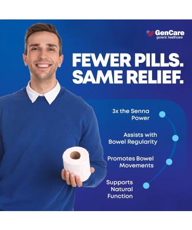 GenCare - Maximum Strength Senna Laxative 25mg (100 Tablets) - Gentle Constipation Relief Sennosides USP Stimulant Laxatives Digestion Pills - Natural Overnight Relief while You Sleep - Generic Ex Lax - Buy Online on GoSupps.com
