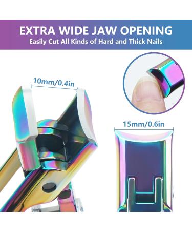Wide Jaw Nail Clippers for Thick Nails - Heavy Duty Cutter with Glass File and Catcher - Chromatic Toe and Fingernail Clippers for Men, Women, Seniors - Buy Online on GoSupps.com