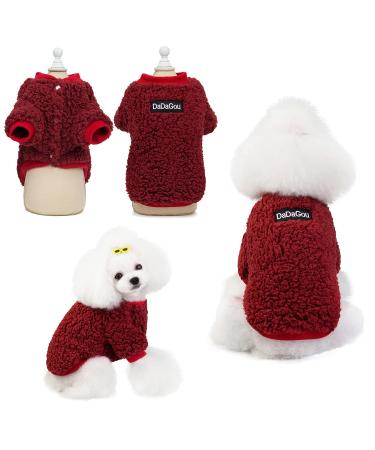 Tineer pet doggy winter lamb Kashmir coat warm outdoor fleece dog fleece feed sweater jacket vest for small medium -sized dogs (XXL red) XXL red