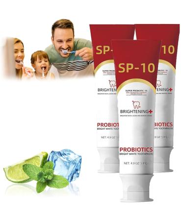 Sp-10 Toothpaste, Sp-10 Super Probiotic Toothpaste, Sp-10 Ultra Whitening Toothpaste with 6 Probiotics, Sp-10 Probiotic Toothpaste Deep Cleaning Teeth (3Pcs)