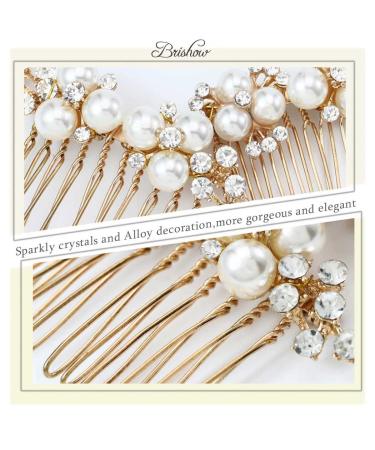 Brishow Gold Pearls Wedding Hair Combs - Bridal Accessories for Women and Girls - Buy Online on GoSupps.com