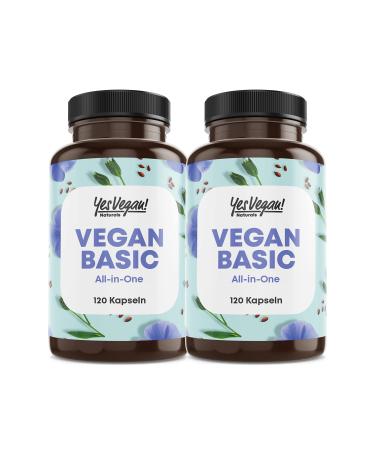 2x120 capsules Yes vegan complex - vitamin B12 K2 D3 iron zinc selenium and omega 3 vegan - especially for vegetarians and vegan - vegan supplements 120 pieces (2 Pack)