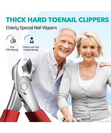 Professional Heavy Duty Toenail Clippers for Thick Nails - Long Handle Safety Scissors for Men & Seniors - RONAVO Red (for Thick Nails) - Buy Online on GoSupps.com
