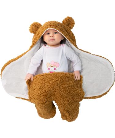 CUQOO Super Soft Newborn Baby Swaddle Suit in Brown | Thermal Swaddle Blanket | 100% Cotton Inside | Newborn Essentials - Buy Online on GoSupps.com