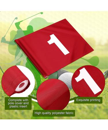9-Piece Large Numbered Golf Flags Set - 20'' x 14'' Oversize Putting Green Flags - White Numbers 1-9 - 420D Nylon - Yard, Indoor, Outdoor, Backyard, Garden - Buy Online on GoSupps.com