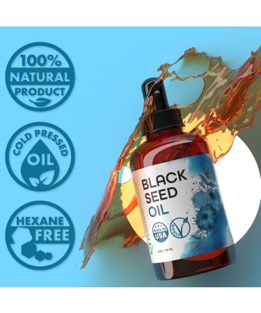 Black Seed Oil - Cold Pressed Virgin Unrefined Black Cumin Seed Oil for Skin 4 oz - Buy Online on GoSupps.com