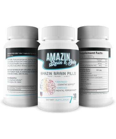 Amazin Brain Pills - Focus - Memory - Clarity - Advanced Cognitive Support - Enriches Mental Performance - Amazin Brain Supplement for Amazin Brain Support - Nootropics Brain Enhancement - Buy Online on GoSupps.com