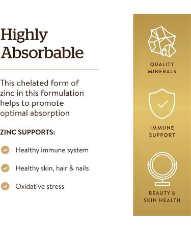 Solgar Chelated Zinc 100 Tablets - Immune Support & Antioxidant Booster - Buy Online on GoSupps.com