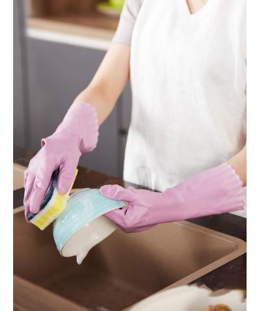 Lanon Wahoo Reusable Household Gloves - 3 Pairs Skin-Friendly Cotton Interior Mauve & Pink Ideal for Kitchen Work & Cleaning Size S - Buy Online on GoSupps.com