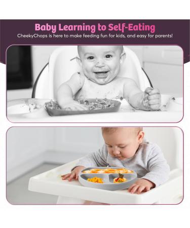 CHEEKYCHOPS 9 PCS Baby Weaning Set & Ebook - Slate Grey | Baby Plate, Bib, Cup, Bowl, Spoon & Recipe Ebook - Buy Online on GoSupps.com