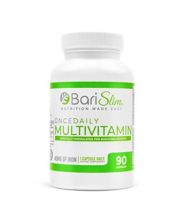 Bari Slim Once Daily Bariatric Multivitamin Capsule - 45 mg of Iron - Bariatric Vitamin and Supplement for Post Bariatric Surgery Including Gastric Bypass and Gastric Sleeve | 90 Servings 90.0 Servings (Pack of 1)