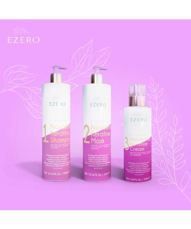 Ezero Keratin Hair Treatment - Vegan Smoothing Kit with Shampoo Mask & Conditioner | Achieve Salon-Quality Results at Home - Buy Online on GoSupps.com