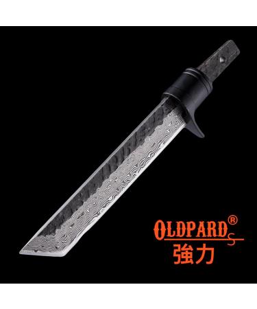 Tanto Blank Blade for Knifemaking | T10A Damascus San Mai Full Tang | DIY Custom Knife Blade for Outdoor & Camping (Includes Guard) - Buy Online on GoSupps.com