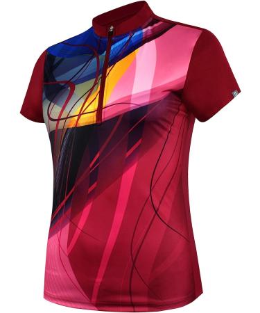 Savalino Women's Sublimation Printed Bowling Jersey | Moisture-Wicking & Fast-Drying | Maroon | Sizes S-5XL - Buy Online on GoSupps.com