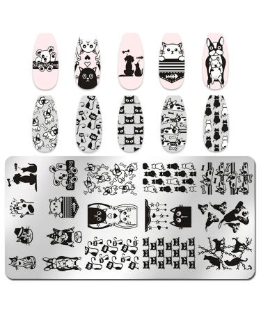 WOKOTO 6Pcs Pets Nail Stamping Plates - Cute Cartoon Animals Nail Stamping Kit for Nail Art Design - Nail Stencils for Cat and Dog Lovers - Buy Online on GoSupps.com
