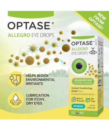 Optase Allegro Eye Drops for Dry Eyes | Lubricating & Soothing Relief for Itchy Red Eyes | 300 Drops - Ideal for Contacts & Seasonal Irritants - Buy Online on GoSupps.com