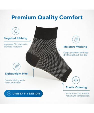 Premium Compression Socks for Plantar Fasciitis Pain Relief - Black, Large (1 Pair) - Buy Online on GoSupps.com