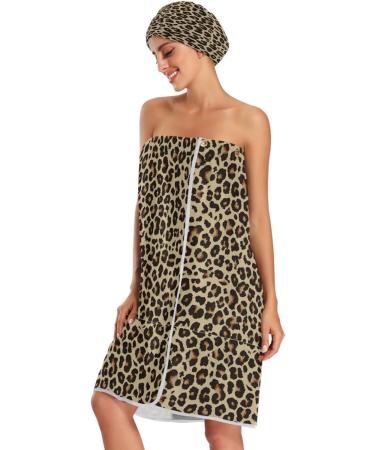 Shop Women's Spa Towel Wrap Set of 3 - Leopard Bathrobe & Adjustable Shower Body Wrap - Perfect for Comfort & Style - Buy Online on GoSupps.com