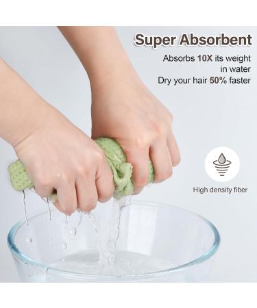 2 Pcs Microfiber Hair Towel Wrap - Quick Dry for All Hair Types | Perfect for Women Men & Kids - Green Color - Buy Online on GoSupps.com