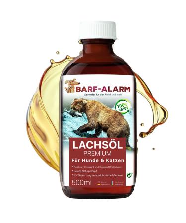 Barf alarm Premium salmon oil Dogs 500ml salmon oil for dogs 500ml with omega 3 and omega 6 fatty acids-salmon oil dog as fish oil-barf salmon for puppies adult seniors & sports dogs - Buy Online on GoSupps.com