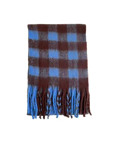 Women's Cotton Scarf Winter Scarf Personality Poncho Cape with Button Flowers Cover Neck Warmer Triangular Scarf One Size Blue