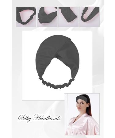 MEIKLE Silky Robes for Women Party Wedding Short Floral Kimono with Blindfold Hair Bands Elastic Hair Scrunches Cs-black S/M - Buy Online on GoSupps.com