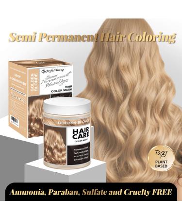 Vegan Semi Permanent Hair Color Mask - Golden Blonde Ammonia-Free Hair Dye & Conditioning Treatment Long Lasting Gray Coverage 300ml - Buy Online on GoSupps.com