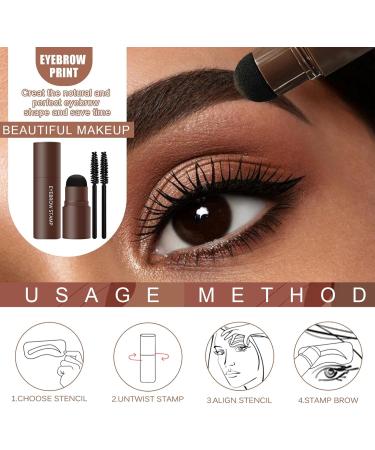 LXZJJM Eyebrow Stamp Stencil Kit Eyebrow Filling Powder Stamp Contains 10 Popular Shapes Brow Stencils and 2 eyebrow brush Easy to Use For Beginners to Nature Brow (02#Natural Brown+03#Dark Brown) 02+03 - Buy Online on GoSupps.com