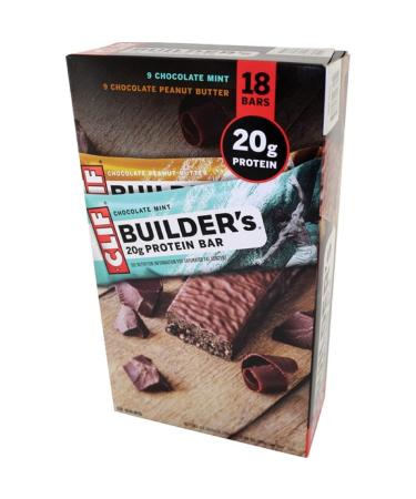 Clif Builder’s Protein Bars Variety 9 Pack Mint & 9 Peanut Butter 18 Count (Pack of 1)