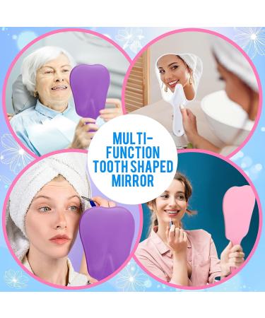 6-Piece Tooth Shaped Handheld Mirrors - Cute Plastic Makeup Mirrors for Dental Decor & Salon Use - Buy Online on GoSupps.com
