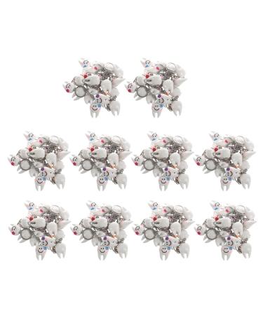 SRMAN 200 Pieces Keychain Keyring Hanging Tooth Shape Sweet Dental Gift