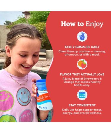 FIRST DAY Vitamins for Teens 3-in-1 Probiotic Gummies - Prebiotic + Probiotic + Postbiotic for Teens Girls & Boys 12-17 Skin Health, Digestive & Oral Health, Immunity, Energy 30-Day Supply 60 Count (Pack of 1) Bottle - Buy Online on GoSupps.com