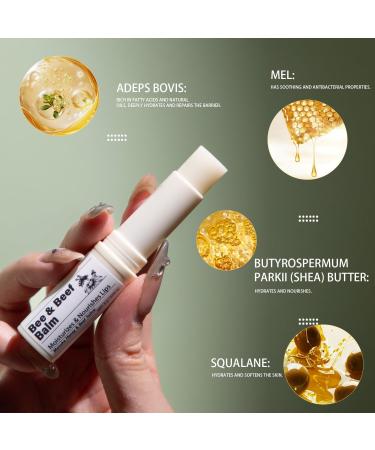 Moisturizing Tallow Lip Care Balm Grass-Fed Beef Tallow Lip Balm with Honey Shea Butter & Squalane Natural Lip Care for Dry Chapped Lips 3Pack - Buy Online on GoSupps.com