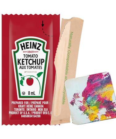 Ketchup Single Serve Packets - 50 Count 8ml Each | Convenient Individual Portions | Ideal for On-the-Go Picnics and Restaurants + wooden knives a one of a kind Sticker by PaLiSoL CREATiONS