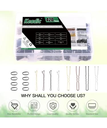 Keadic 421Pcs Metal Hair Pins Kit with Storage Case - Bobby Pins, U Shaped Clips, Hair Bands for Women - Bronze/Black/Golden/Silver - Thick Hair Accessories - Buy Online on GoSupps.com