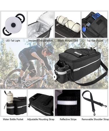 RAYMACE Bike Rear Rack Bag with Tail Light - Black Cooler Bag for Warm or Cold Items - Buy Online on GoSupps.com