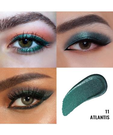 Oulac Liquid Glitter Eyeshadow - Green Eyeshadow Shimmer Eyeshadow & Eyeliner Metallic Teal Eyeshadow with Emerald Sparkle Blendable Shimmer Eye Make-up Crease Resistant Vegan 5.4g Atlantis (11) - Buy Online on GoSupps.com
