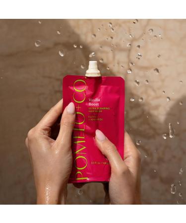Pom lo Co Pom lo+Co Vanilla Boost caring preShower hair mask Ultra Repair hair treatment with vitamin E coconut and almond oil intensive hair care for women for more shine moisture and healthy hair 100 ml 1er Pack - Buy Online on GoSupps.com