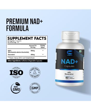 CHARMSVEDA NAD+ Capsules with Resveratrol Support Heart Health by Herbal Blend Overall Wellness & Immune Support* 60 Vegan Capsules - Buy Online on GoSupps.com