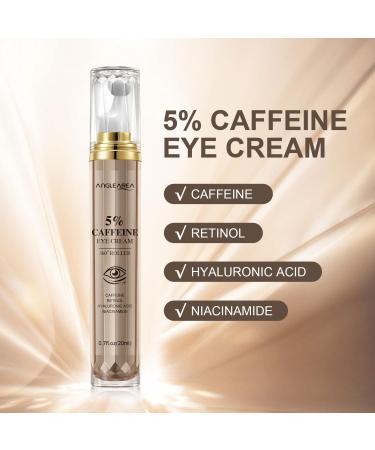 5% Caffeine Eye Serum with 360 Massage Ball for Puffiness Fine Lines & Wrinkles - Anti-Aging Hydrating Formula with Hyaluronic Acid Niacinamide - Buy Online on GoSupps.com