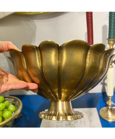 Fruit Bowl Brass Petal Design Metal Fruit Holder Basket Living Room Decoration Retro Ornament Kitchenware Gift 28x28x15cm - Buy Online on GoSupps.com