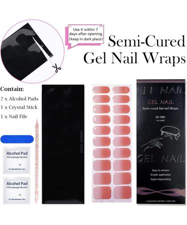 DMQ Semi Cured Nail Wraps 20 Stickers Soft Self-Adhesive Semi Cure Gel Nail Strips Salon-Quality Gel Nail Stickers(in The Mood for Love) Translucent Gradient of Light Red Light Red Gradient - Buy Online on GoSupps.com