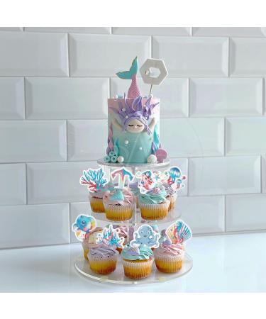 Gyufise 46Pcs Edible Mermaid Cake Decorations Under the Sea Mermaid Cupcake Toppers Ocean Cake Toppers for Wedding Cake Birthday Party Food Decoration Mixed Size & Colour - Buy Online on GoSupps.com