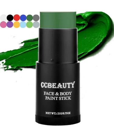 CCBeauty Green Face Body Paint Stick  Dark Green Eye Black Sticks for Sports  Grease Foundation Painting Kit  Hypoallergenic Witch Camo Hulk Hunting FacePaint Makeup Halloween Cosplay Costume Party 02 Green