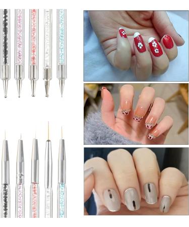 Smukdoo Nail Art Liner Brushes 5pcs Set | Double-Ended Dotting Tools for Manicure | Nail Art Drawing Drill Brush Pen - Buy Online on GoSupps.com