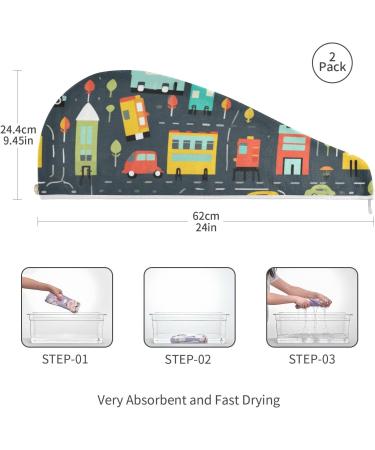 Super Absorbent Hair Towel 2 Pack - Quick Dry Hair Turbans for Women & Girls | Car Bus Truck Road Use - Buy Online on GoSupps.com