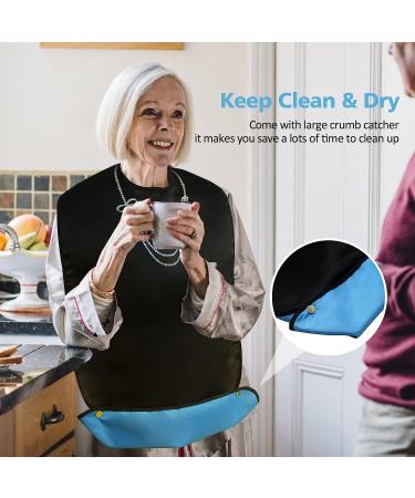 LoLosue 3Pcs Women's Elderly Reusable Adult Bibs | Waterproof Mealtime Protectors with Crumb Catcher & Necklace Design - Buy Online on GoSupps.com